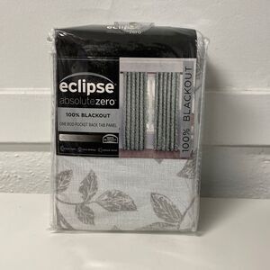 Eclipse 100% blackout one rod pocket back tab panel color Nora botanical white